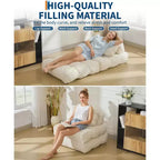 Canapé-lit convertible pliant 3-en-1 avec oreiller Matelas pliable avec dossier, Chaise longue portable confortable Canapé de sol pour salon