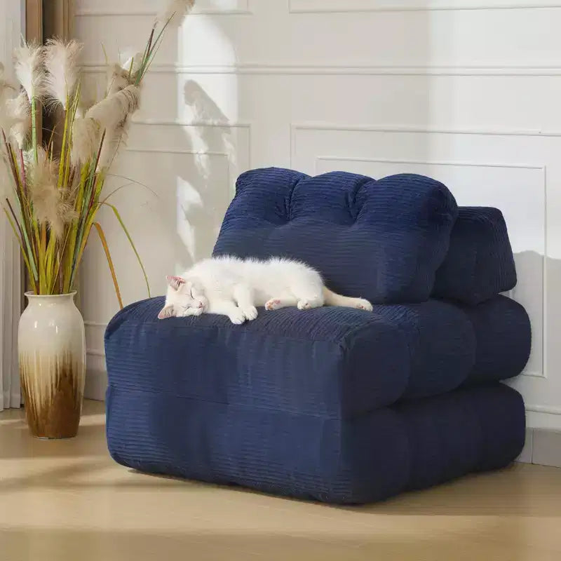 Canapé-lit convertible pliant 3-en-1 avec oreiller Matelas pliable avec dossier, Chaise longue portable confortable Canapé de sol pour salon