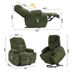 Fauteuil inclinable électrique avec fonction releveur pour personnes âgées, canapé inclinable électrique pour salon avec massage et chauffage, poches latérales et 2 porte-gobelets