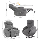 Fauteuil inclinable électrique avec fonction releveur pour personnes âgées, canapé inclinable électrique pour salon avec massage et chauffage, poches latérales et 2 porte-gobelets