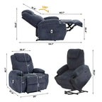 Fauteuil inclinable électrique avec fonction releveur pour personnes âgées, canapé inclinable électrique pour salon avec massage et chauffage, poches latérales et 2 porte-gobelets