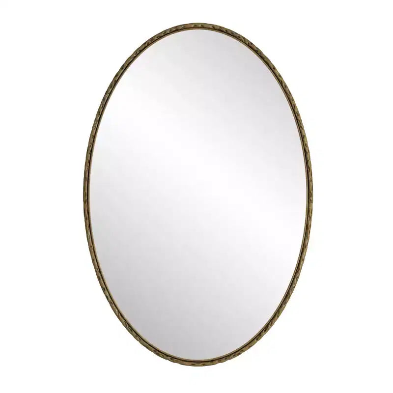 Miroir de salle de bain ovale vintage Okak 39IN avec cadre en métal, miroir mural à effet vieilli, miroir de courtoisie pour salle de bain, salon, chambre