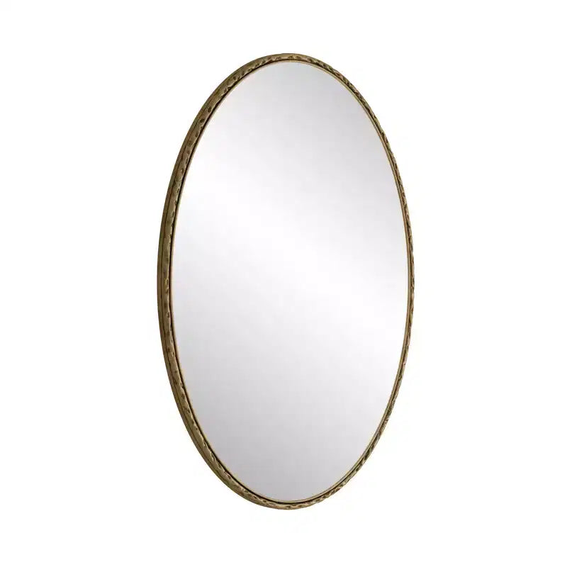 Miroir de salle de bain ovale vintage Okak 39IN avec cadre en métal, miroir mural à effet vieilli, miroir de courtoisie pour salle de bain, salon, chambre