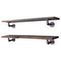 Pipe Decor 36 Boulder Black Live Edge Wood Shelf with L-Shaped Pipe Brackets (2-Pack)