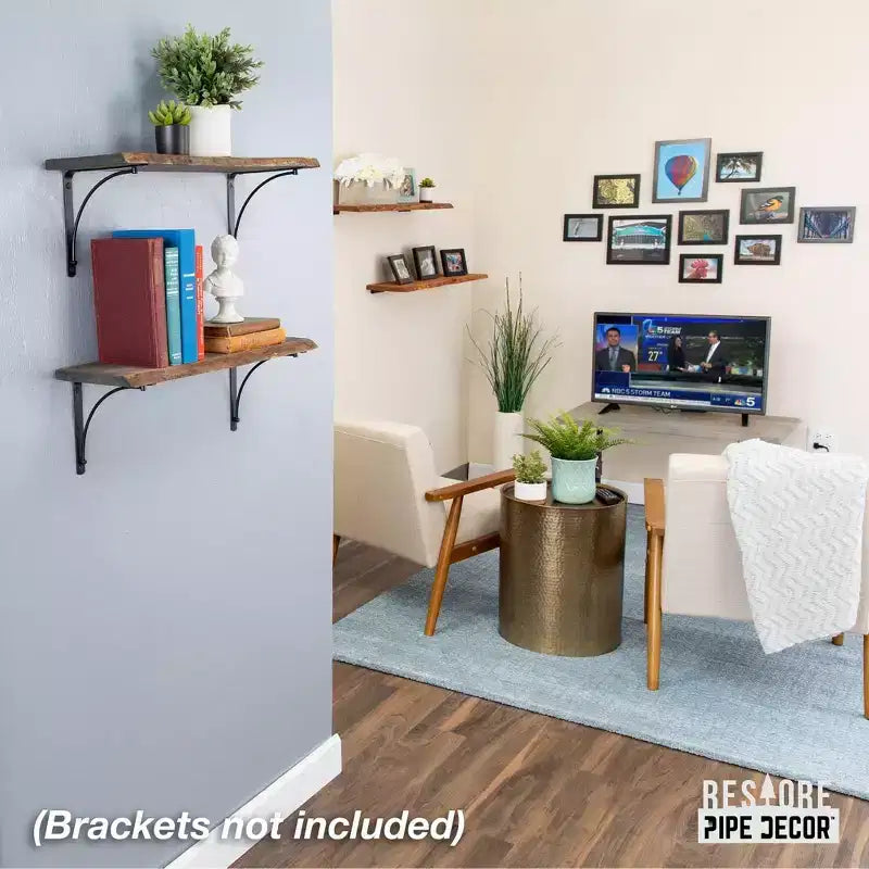 Étagère en bois à bord brut noir Boulder de 61 cm (bois seulement) par Pipe Decor