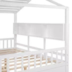 Lit cabane avec toit et fenêtre, cadre de lit de repos en bois avec étagères et 2 tiroirs pour enfants filles garçons, blanc