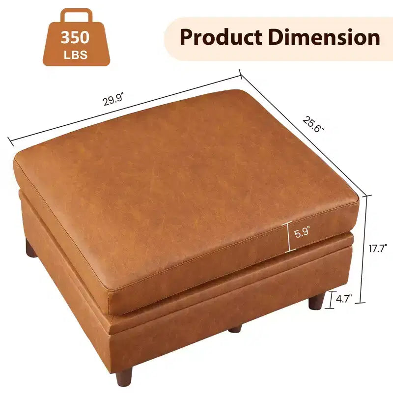 Petit pouf de rangement carré, repose-pieds en cuir pour canapé, pouf cube rembourré pour entrée, chambre, salon
