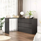 Commode convertible Famapy, coiffeuse avec 6 tiroirs, bureau d'étude/d'ordinateur, unité de rangement tout-en-un pour l'amélioration de votre espace de bureau à domicile