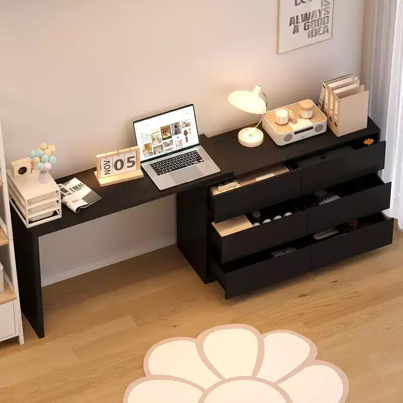 Commode convertible Famapy, coiffeuse avec 6 tiroirs, bureau d'étude/d'ordinateur, unité de rangement tout-en-un pour l'amélioration de votre espace de bureau à domicile