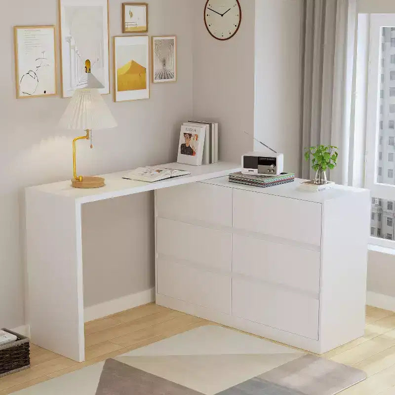 Commode convertible Famapy, coiffeuse avec 6 tiroirs, bureau d'étude/d'ordinateur, unité de rangement tout-en-un pour l'amélioration de votre espace de bureau à domicile
