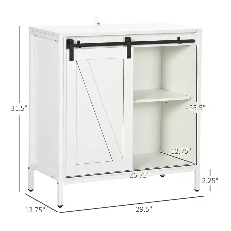 Buffet de cuisine, Vaisselier style ferme, Meuble bar avec étagère réglable, Porte coulissante de grange pour la cuisine