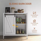 Buffet de cuisine, Vaisselier style ferme, Meuble bar avec étagère réglable, Porte coulissante de grange pour la cuisine