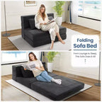 Homdox Fauteuil-lit pliable avec oreiller, Chaise convertible, Matelas de sol en mousse pour salon/chambre/invités/bureau, Lit double
