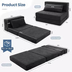 Homdox Fauteuil-lit pliable avec oreiller, Chaise convertible, Matelas de sol en mousse pour salon/chambre/invités/bureau, Lit double