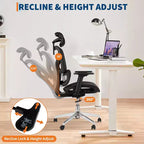 Chaise de bureau ergonomique GustoWave avec dossier en maille respirante, soutien lombaire élevé, accoudoirs réglables 3D pour le travail ou le jeu