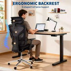 Chaise de bureau ergonomique GustoWave avec dossier en maille respirante, soutien lombaire élevé, accoudoirs réglables 3D pour le travail ou le jeu