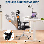 Chaise de bureau ergonomique GustoWave avec dossier en maille respirante, soutien lombaire élevé, accoudoirs réglables 3D pour le travail ou le jeu