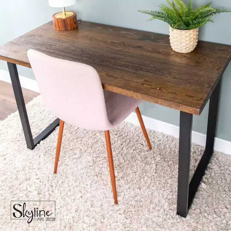 Pipe Decor Pieds de table de salle à manger ou de bureau en métal noir mat carré Skyline de 71 cm - Paquet de 2