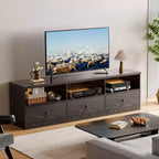 Meuble TV moderne avec grande étagère ouverte, tiroir, passe-câbles, étanche, anti-taches, résistant aux rayures