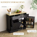 Meuble de cuisine de ferme de 10 gallons avec poubelle cachée et 2 tiroirs, meuble poubelle basculant pour la cuisine
