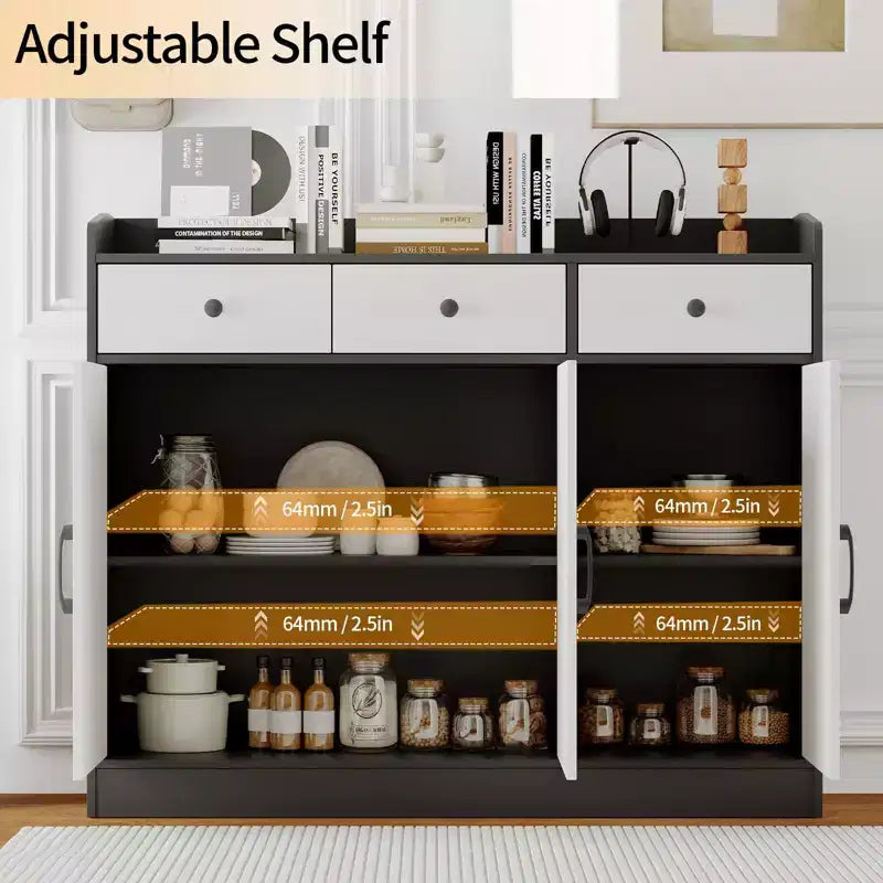 Meuble buffet de bar à café moderne, pour salon, meuble de rangement de cuisine en bois avec étagère réglable pour entrée,