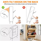 Meuble à chaussures dissimulé avec 2 tiroirs basculants en rotin et design anti-basculement, Armoire à chaussures pour entrée, couloir, rangement pour 12 à 15 paires