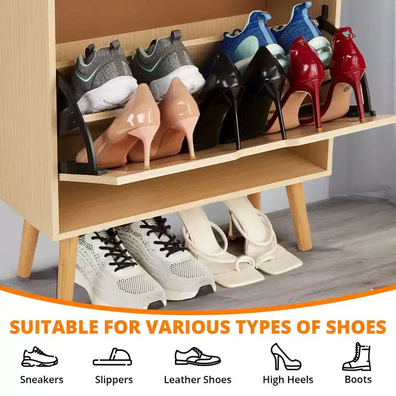 Meuble à chaussures dissimulé avec 2 tiroirs basculants en rotin et design anti-basculement, Armoire à chaussures pour entrée, couloir, rangement pour 12 à 15 paires