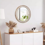 Miroir mural décoratif rond GDFStudio Amelia Farmhouse en bois avec bord blanchi