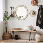 Miroir mural décoratif rond GDFStudio Amelia Farmhouse en bois avec bord blanchi