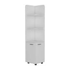 Meuble de rangement pour salle de bain, Colonne de salle de bain haute avec meuble bas à 2 portes, 3 étagères ouvertes