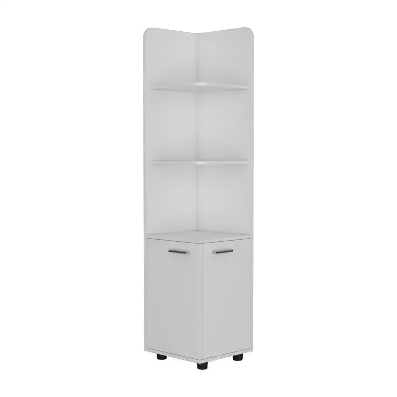 Meuble de rangement pour salle de bain, Colonne de salle de bain haute avec meuble bas à 2 portes, 3 étagères ouvertes