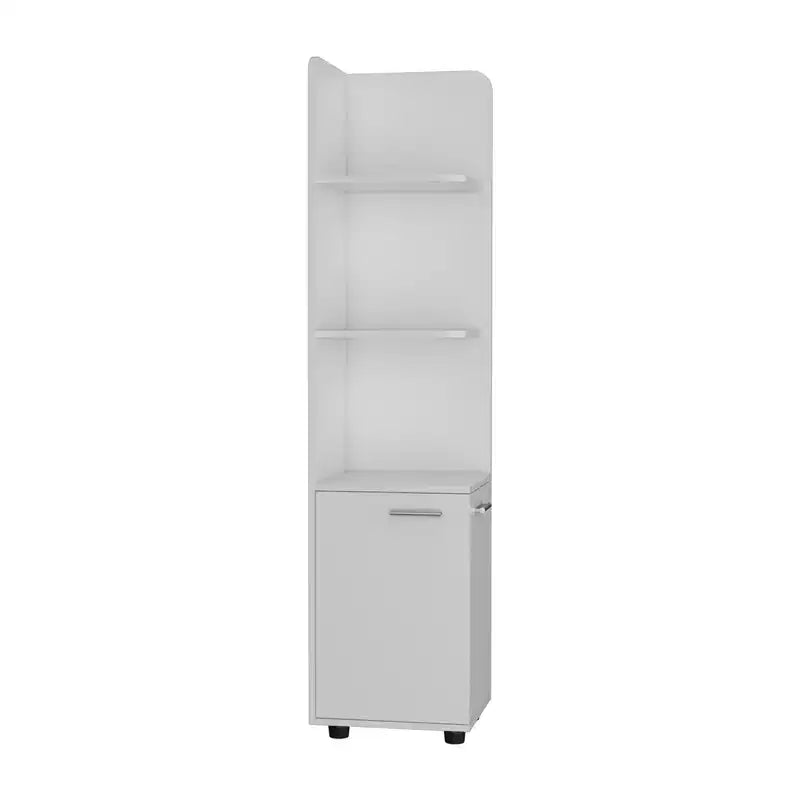 Meuble de rangement pour salle de bain, Colonne de salle de bain haute avec meuble bas à 2 portes, 3 étagères ouvertes