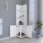 Meuble de rangement pour salle de bain, Colonne de salle de bain haute avec meuble bas à 2 portes, 3 étagères ouvertes
