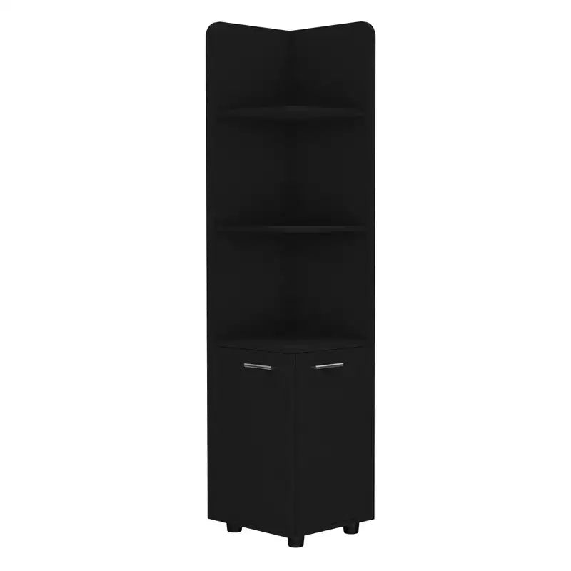 Meuble de rangement pour salle de bain, Colonne de salle de bain haute avec meuble bas à 2 portes, 3 étagères ouvertes