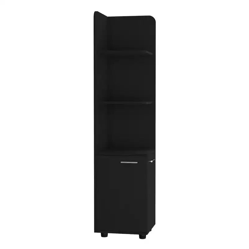 Meuble de rangement pour salle de bain, Colonne de salle de bain haute avec meuble bas à 2 portes, 3 étagères ouvertes