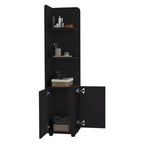 Meuble de rangement pour salle de bain, Colonne de salle de bain haute avec meuble bas à 2 portes, 3 étagères ouvertes