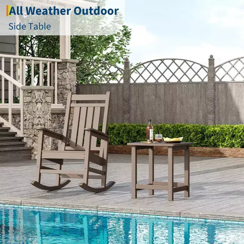 Table d'appoint d'extérieur carrée en PEHD, table de patio Adirondack durable pour la plage/véranda, résistante aux intempéries et facile à assembler
