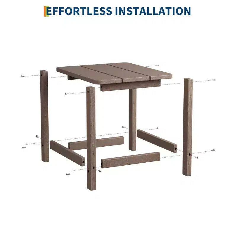 Table d'appoint d'extérieur carrée en PEHD, table de patio Adirondack durable pour la plage/véranda, résistante aux intempéries et facile à assembler