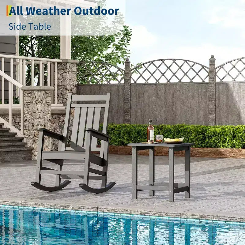 Table d'appoint d'extérieur carrée en PEHD, table de patio Adirondack durable pour la plage/véranda, résistante aux intempéries et facile à assembler