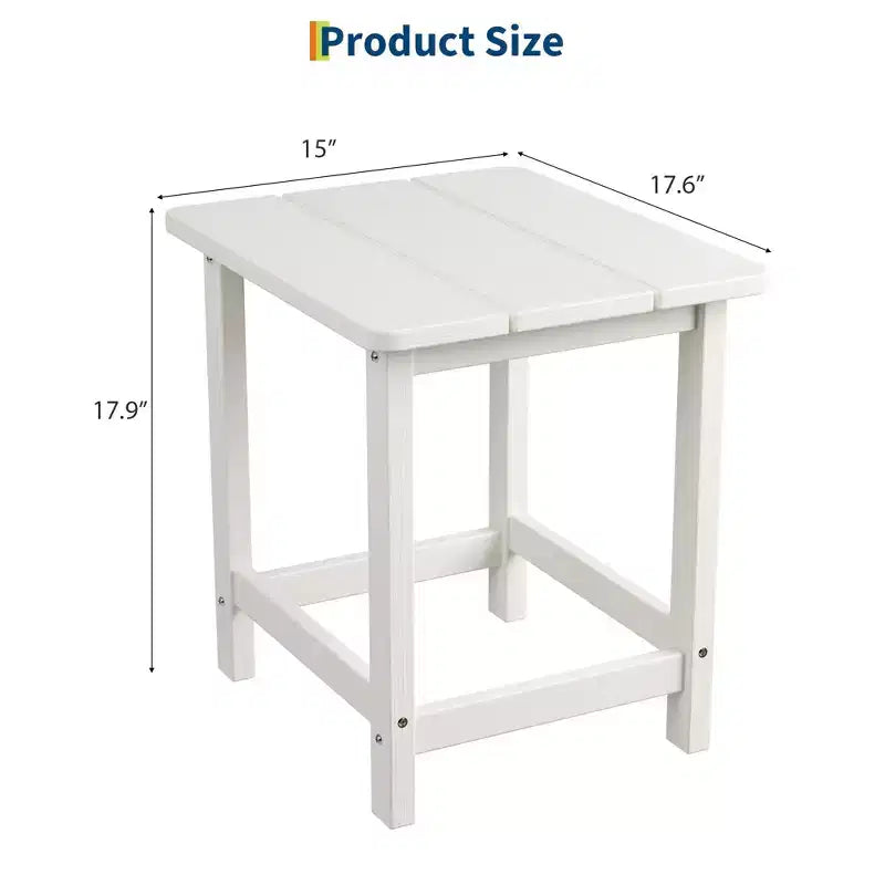 Table d'appoint d'extérieur carrée en PEHD, table de patio Adirondack durable pour la plage/véranda, résistante aux intempéries et facile à assembler