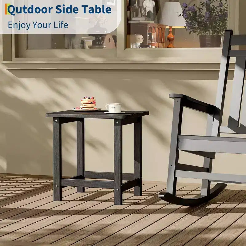 Table d'appoint d'extérieur carrée en PEHD, table de patio Adirondack durable pour la plage/véranda, résistante aux intempéries et facile à assembler