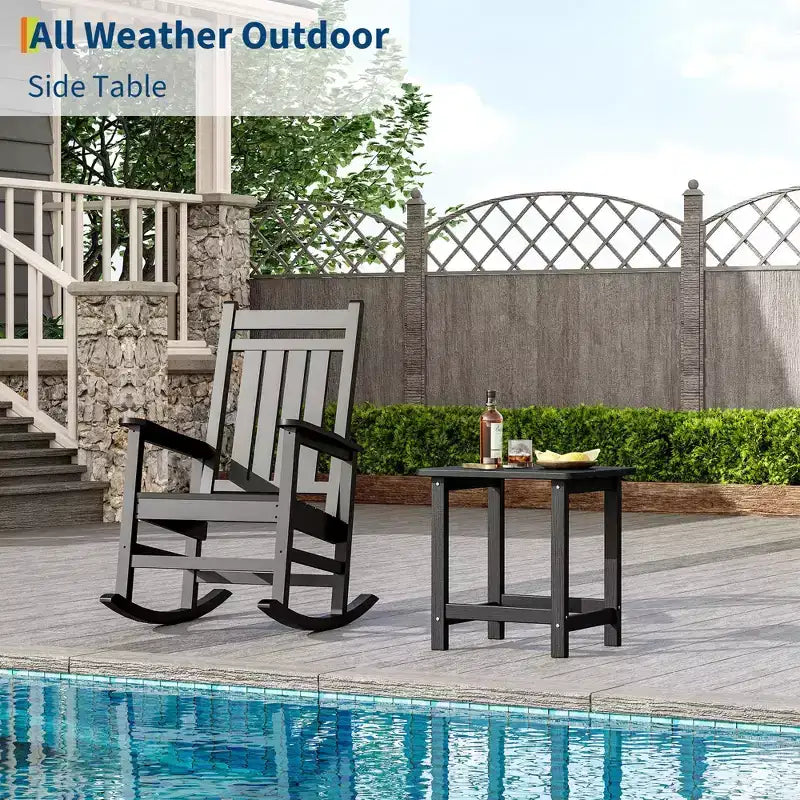 Table d'appoint d'extérieur carrée en PEHD, table de patio Adirondack durable pour la plage/véranda, résistante aux intempéries et facile à assembler