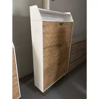 Meuble de rangement autoportant en bois avec étagères réglables, peu encombrant, pour entrées/chambres.