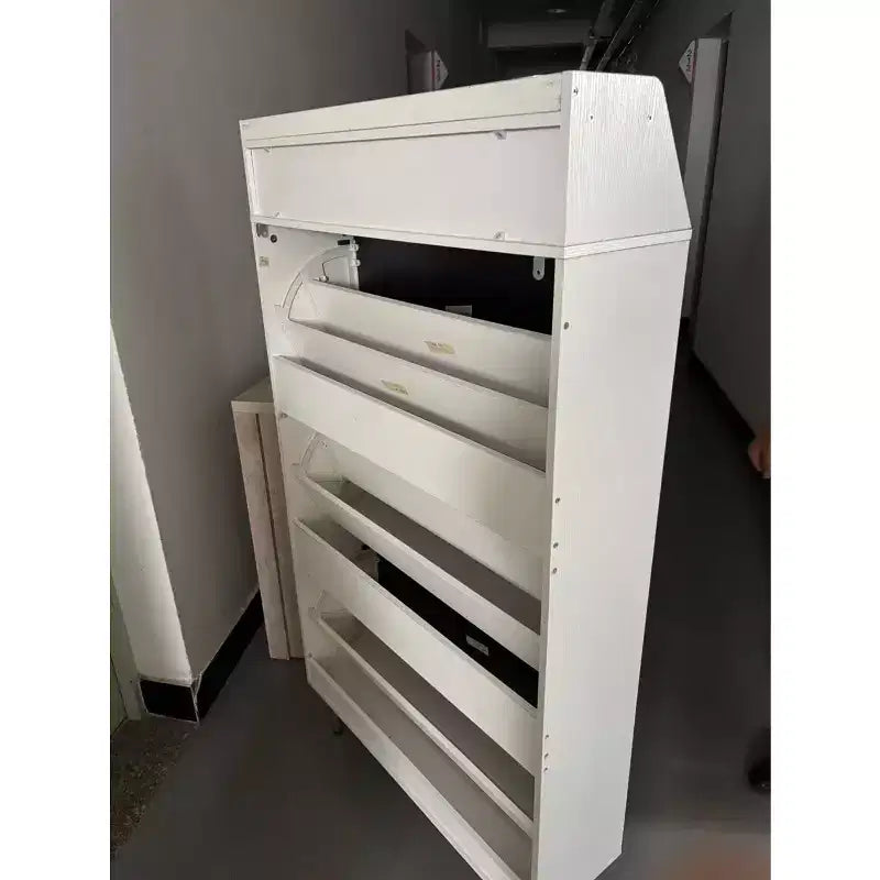 Meuble de rangement autoportant en bois avec étagères réglables, peu encombrant, pour entrées/chambres.