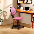 Fauteuil de bureau FurnitureR, sans accoudoirs, en maille, ergonomique réglable, dossier mi-haut, compact, roulant et pivotant, pour le travail à domicile, le bureau ou l'étude, rose