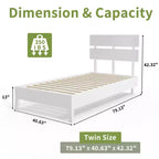 Cadre de lit en bois massif Karl Home, lit double avec tête de lit incluse, lit moderne du milieu du siècle, blanc
