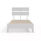 Cadre de lit en bois massif Karl Home, lit double avec tête de lit incluse, lit moderne du milieu du siècle, blanc