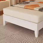 Cadre de lit en bois massif Karl Home, lit double avec tête de lit incluse, lit moderne du milieu du siècle, blanc