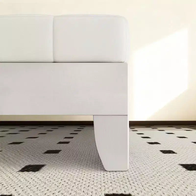 Cadre de lit en bois massif Karl Home, lit double avec tête de lit incluse, lit moderne du milieu du siècle, blanc