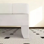 Cadre de lit en bois massif Karl Home, lit double avec tête de lit incluse, lit moderne du milieu du siècle, blanc